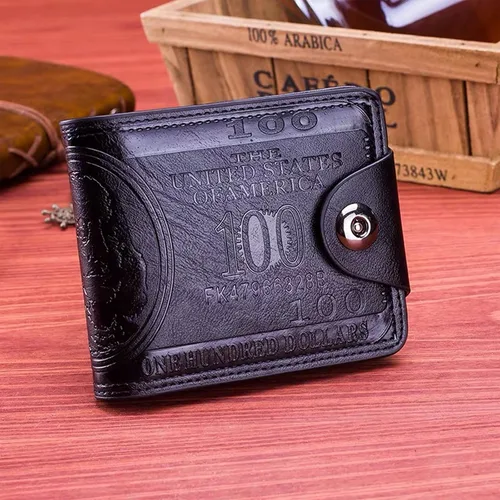 Miniatura 7 de ThunderStar Cartera creativa para hombre Monedero unisex 100 dólar Bill Money Bifold Card Holder Bolso (negro)