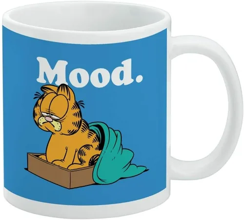 Garfield Mood - Taza de café de cerámica, tazas de regalo novedosas para café, té y bebidas calientes, 11 onzas, color blanco