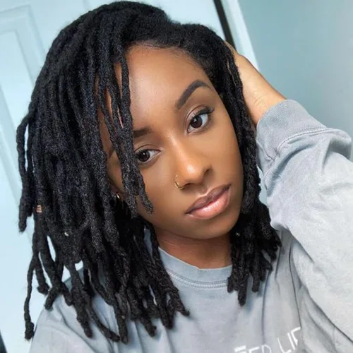 Miniatura 37 de Extensiones Loc de 10 pulgadas de grosor de cabello humano de 10 pulgadas, 10 hebras, extensiones de rastas de cabello humano para mujeres