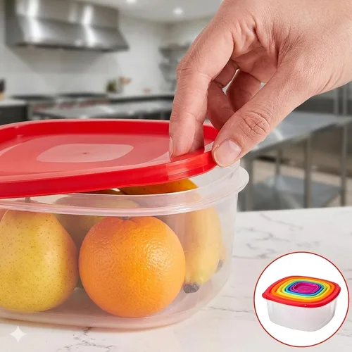 Miniatura 3 de ARSUK Juego de 14 recipientes de plástico anidables para almacenamiento de alimentos con tapas herméticas a prueba de fugas