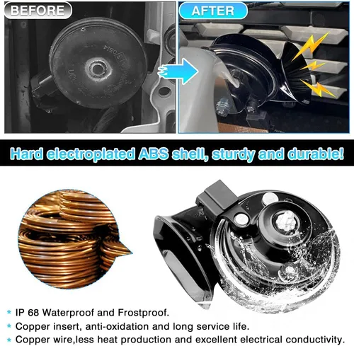 Miniatura 6 de Autorder Kit de bocina de coche para Toyota RAV4 2025 2024 2023 2022 2021 2020 2019 Accesorios 12V Bocina de caracol impermeable de tono alto bajo
