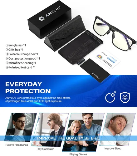 Miniatura 7 de ANYLUV Al-Mg - Lentes de bloqueo de luz azul metálico + lentes de fibra de carbono