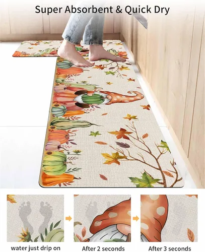 Miniatura 4 de Tapete de baño para tina, antideslizante, de secado rápido y absorbente, de tierra de diatomeas, tapete de cocina, tapete de Acción de Gracias