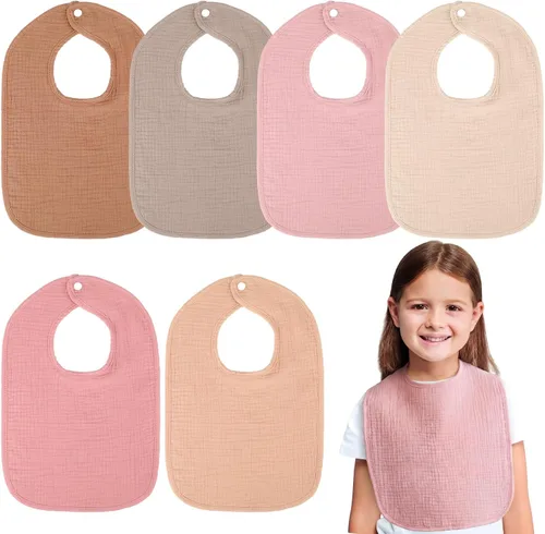 Miniatura 7 de Toulite Paquete de 6 baberos de muselina para bebé, bandana de algodón, unisex, para niños y niñas, suaves y absorbentes para la dentición y babeo