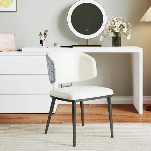 Miniatura 9 de Juego de 2 sillas de comedor, modernas sillas de comedor tapizadas, respaldo alto, piel sintética, silla de cocina, silla de comedor sin brazos