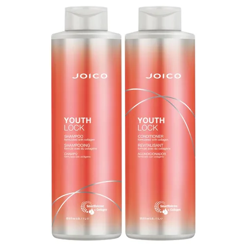 Joico YouthLock Shampoo and Conditioner Formulated With Collagen | Youthful Body & Bounce | Reduce Breakage & Frizz | Soften & Detangle Hair | Boost