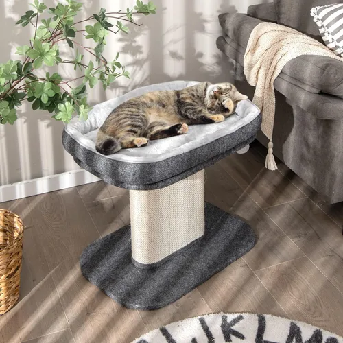Miniatura 2 de Tangkula Árbol para gatos de interior, torre para gatos de 2 niveles con percha superior y panel rascador de sisal y juguete de bola de piel