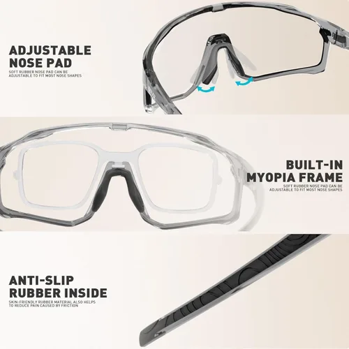 Miniatura 3 de KAPVOE Gafas de ciclismo fotocromáticas para hombres y mujeres, gafas de sol para bicicleta de montaña MTB, deportes, transición, triatlón, carrera