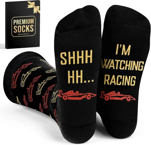 Miniatura 10 de VICRAZY Coche de Carreras, Calcetines de Coche Deportivo para Hombres, Mujeres - Regalos de Fórmula 1, Calcetines de Carreras, Rellenos de Media