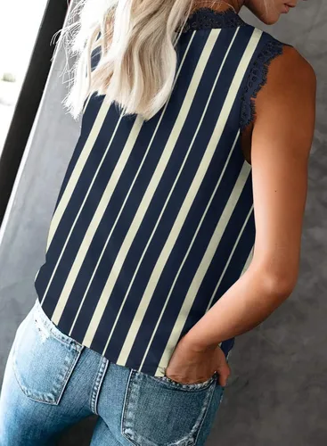 Miniatura 82 de VIISHOW - Camiseta sin mangas, sexy, con cuello en V y bordes de encaje para mujer, camisola de vestir, camisas de gasa, sin mangas, casuales
