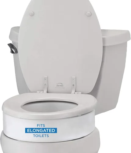 NOVA Asiento de inodoro elevado para personas mayores y recuperación poscirugía: diseño alargado atornillado debajo del asiento utiliza asiento y