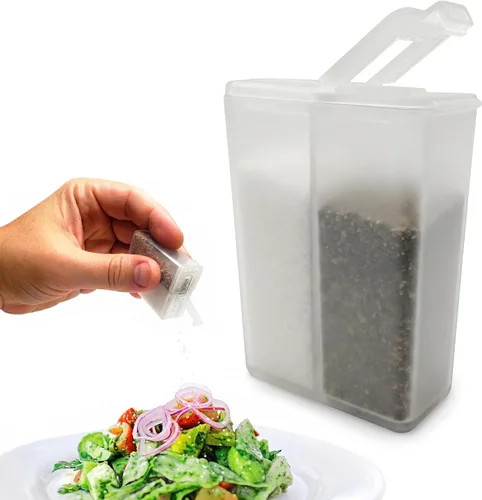 Stay Fresh - Salero y pimentero de viaje - Mini salero y pimentero de viaje - Coctelero de especias portátil y recargable para camping, viajes o