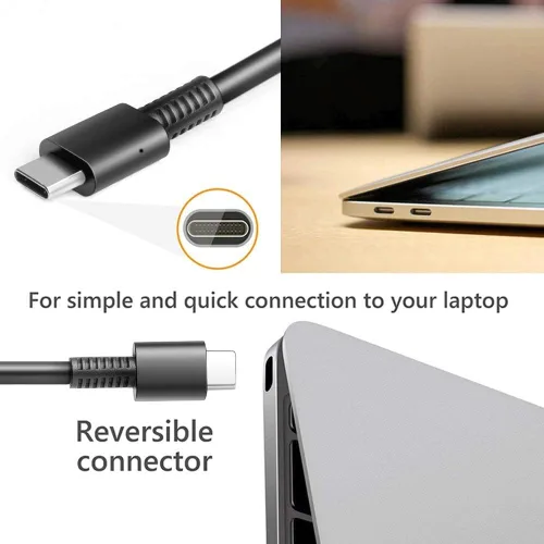 Miniatura 5 de Cargador USB C de 45 W compatible con Acer Chromebook A18-045N1A A16-045N1A N17Q9 N17Q8 N18Q12 N18Q5 N18Q5 N16Q10 N17Q5 N18Q3 N19Q3 Tipo C Cable