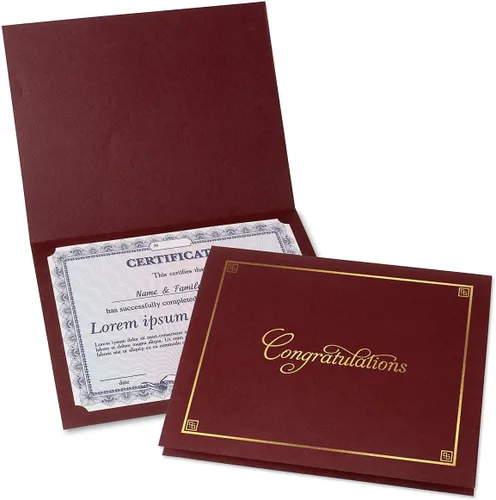 Miniatura 12 de Carpetas para certificados de felicitaciones en negro y plateado, paquete de 25, cubierta de lino de 80 libras, plegadas, esquinas troqueladas