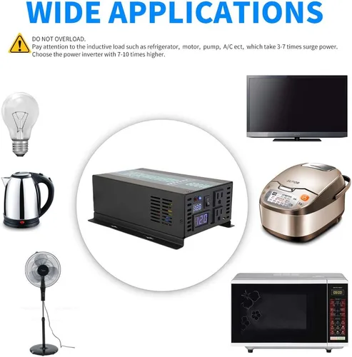Miniatura 4 de WZRELB - Inversor de onda sinusoidal pura de diseño confiable DC a AC entrada 24VDC salida 120VAC fuente de alimentación de respaldo fuera de la red