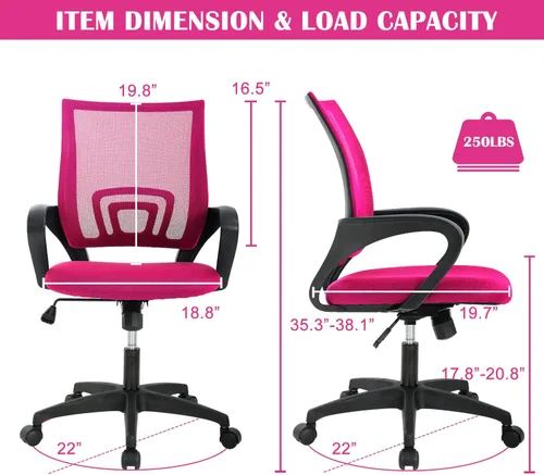 Miniatura 2 de Silla de escritorio ergonómica, silla de oficina de malla para computadora con soporte lumbar y reposabrazos, silla de trabajo ajustable
