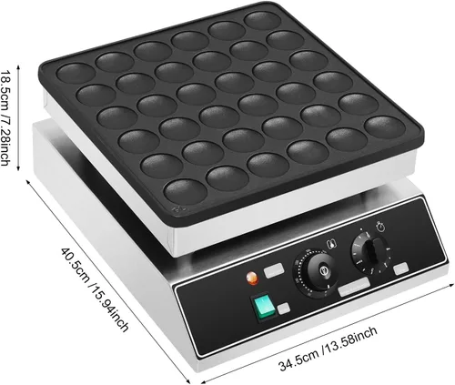 Miniatura 8 de Mini máquina eléctrica para hacer panqueques de 36 agujeros, 1000 W, plancha comercial holandesa para panqueques, máquina comercial para hacer