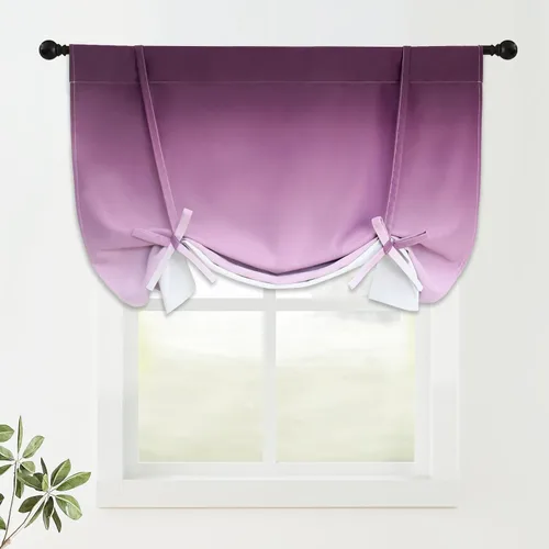 Miniatura 16 de COSVIYA Cortinas 100% Opacas Azul Degradado con Lazos Ajustables para Cocina Aislamiento Térmico Oscurecimiento de Habitación Cenefa con Bolsillo