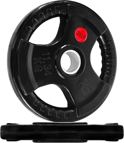 Fitvids - Placa olímpica de hierro fundido de 2 pulgadas para entrenamiento de fuerza y levantamiento de pesas, estilo recubierto de goma, par de 25