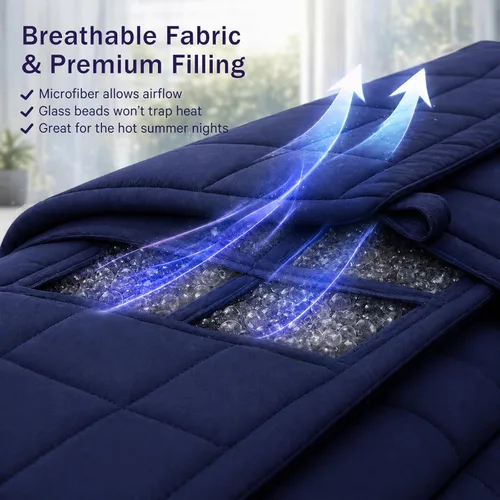Miniatura 56 de Manta con Peso Azul para Adultos 12 libras, 48"x72", Tamaño Twin Full Manta Pesada Refrescante para 110-130 libras, Mantas Grandes de Microfibra