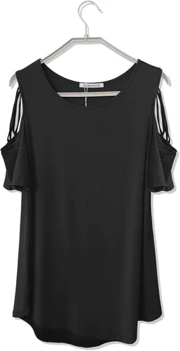 Miniatura 2 de Blusas casuales de verano para mujer, con estampado de leopardo, hombros descubiertos, cuello redondo, básicas