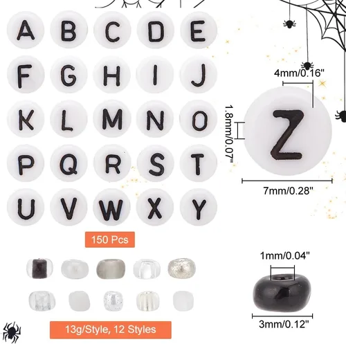 Miniatura 2 de PH PandaHall 3230 cuentas de cristal negro de 0.118 pulgadas y letras acrílicas de 0.118 pulgadas para hacer joyas