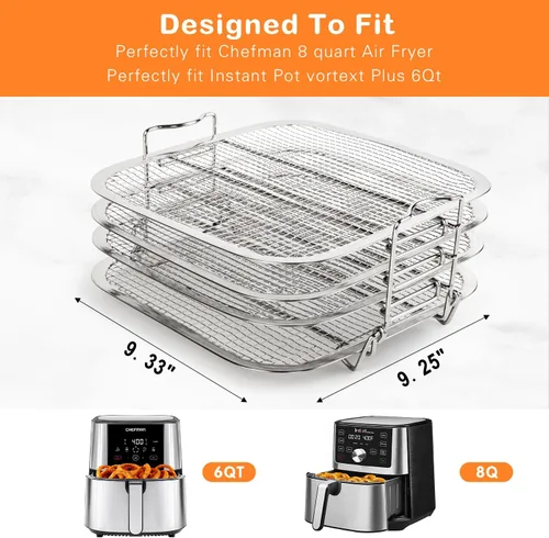 Miniatura 2 de SICHEER Estante deshidratador de acero inoxidable, accesorios compatibles con freidora de aire Instant Vortex Plus de 6 cuartos de galón, parrilla