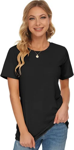 Miniatura 2 de WNEEDU Womens T Shirts Short Sleeve Crewneck Loose Summer Tees Basic Tops