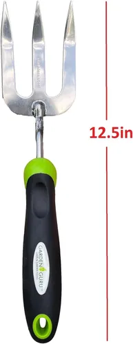 Miniatura 3 de Garden Guru - Herramienta de horquilla manual de acero inoxidable, acero inoxidable resistente a la corrosión, mango ergonómico, ideal para plantar