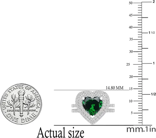Miniatura 17 de Dazzlingrock Collection Juego de anillos de compromiso de doble halo con diamantes naturales redondos y piedras preciosas creadas en laboratorio