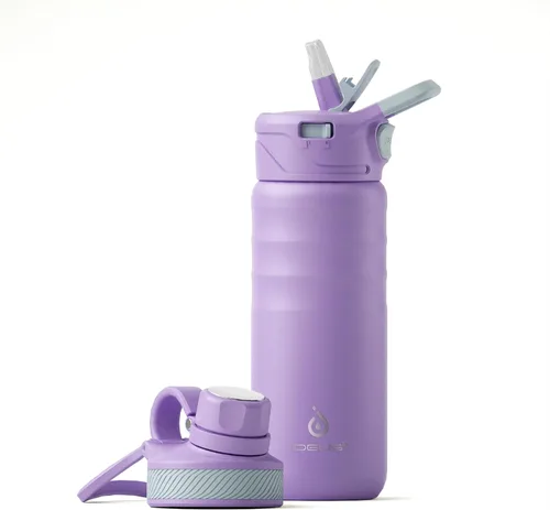 Miniatura 32 de IDEUS Botella de agua aislada de 12 onzas, botella de agua aislada de acero inoxidable para la escuela, botellas aisladas con pajitas a prueba