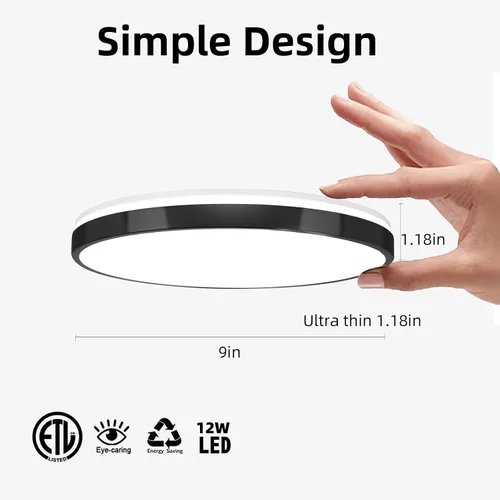 Miniatura 2 de Lámpara de techo LED de 24 W en negro, lámpara de montaje empotrado con altavoz Bluetooth y control remoto, luz RGB de cambio