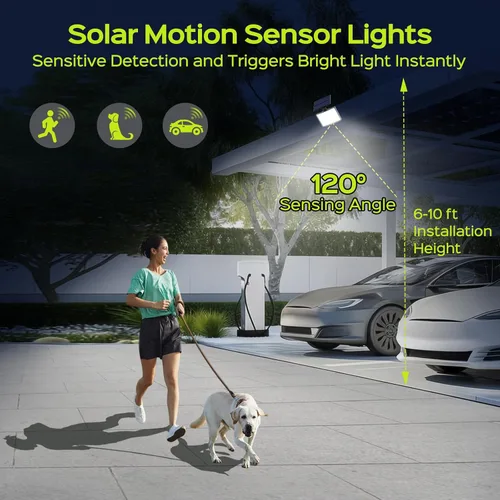 Miniatura 5 de ABODONG Luces Solares para Exteriores, Reflector Brillante de 128 LEDs con Lente Óptica, Luces de Seguridad Alimentadas por Energía Solar con Cable