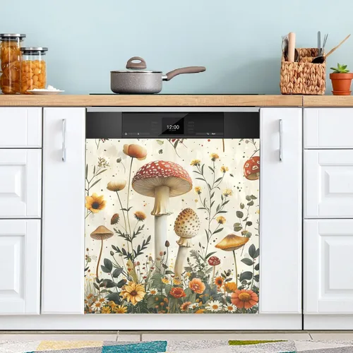 Miniatura 9 de Kigai Funda magnética para lavavajillas con diseño de búfalo blanco y negro, para puerta delantera, refrigerador, gabinete, cocina, Cuadros