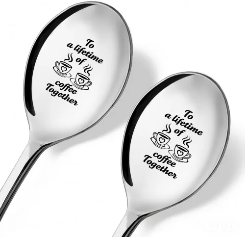 Miniatura 11 de Pala de helado para esposo y esposa – Juego de 2 cucharas para él y ella, ideas para parejas, aniversario, cumpleaños, día de San Valentín, cuchara