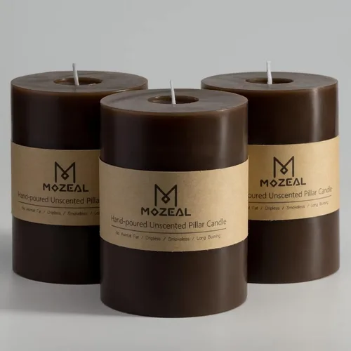 Miniatura 67 de MOZEAL Velas grandes sin perfume vertidas a mano de 3 x 8 pulgadas, sin humo, juego de 2, combustión lenta, sin goteo, aproximadamente 150 horas