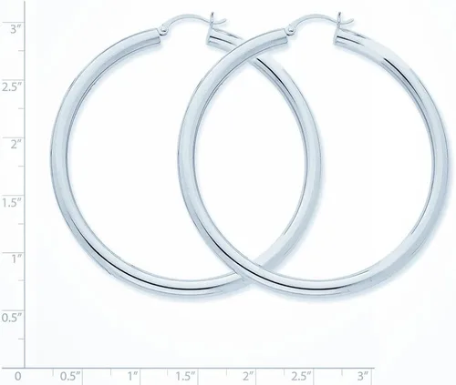 Miniatura 2 de MCS Jewelry - Pendientes de aro de oro amarillo o blanco de 14 quilates (diámetro 1.969in)