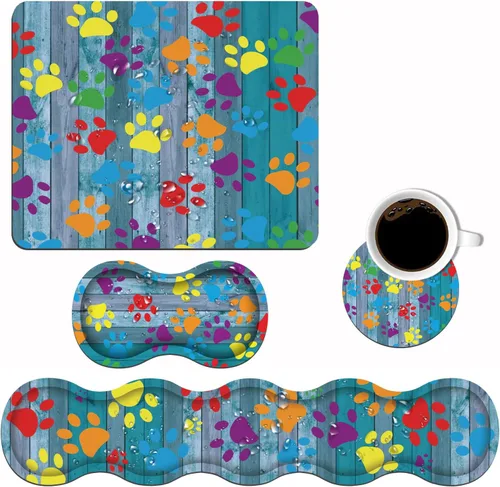 Miniatura 16 de Juego de reposamuñecas ergonómico para teclado y alfombrilla para mouse con posavasos [4 piezas], base de goma antideslizante para el hogar, Citar