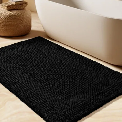 Miniatura 12 de Tapete de baño con diseño de gofre, moderno, bohemio, absorbente, antideslizante, ultrasuave, lavable a máquina, con letra de baño, dormitorio