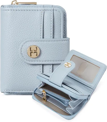 Miniatura 11 de Telena Cartera delgada para mujer, con bloqueo RFID, tarjetero de cuero con llavero plateado, color beige