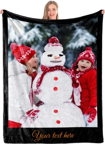 Miniatura 10 de Manta personalizada con 5 fotos y texto, manta con imágenes personalizadas, manta de forro polar divertida, ligera, súper suave, para sofá, cama