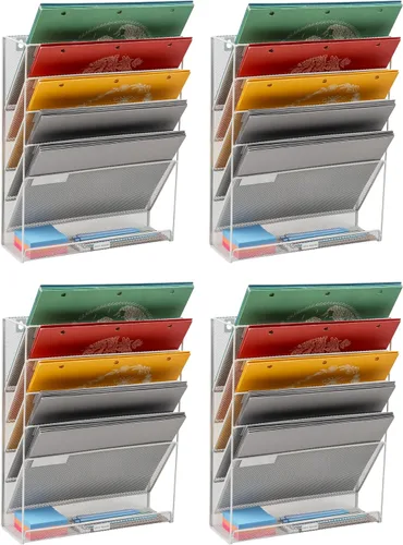 Miniatura 12 de Mind Reader MAGSTACK Soporte apilado para documentos montado en la pared, papel, bandeja de archivos, organizador de oficina, 6 compartimentos, Negro