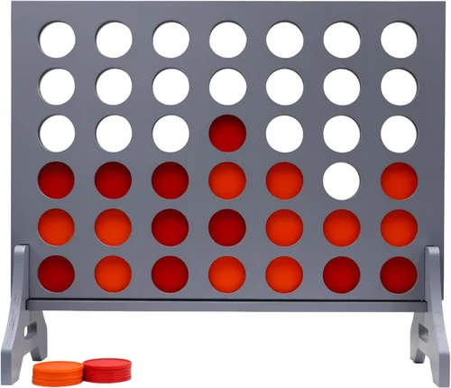 Miniatura 62 de Juego gigante 4 en una fila para familia y adultos – Tailgating Pros Jumbo de madera gris cuatro en una fila juego de patio para interiores