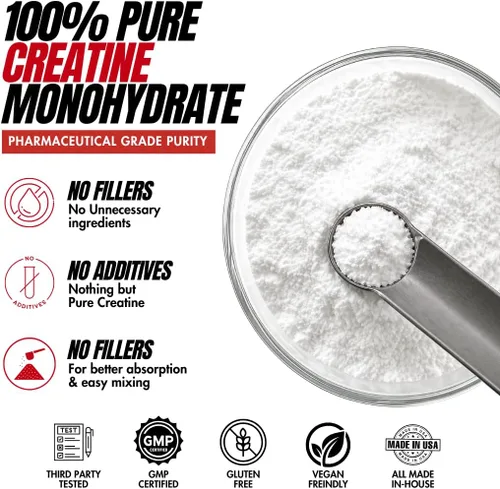 Miniatura 3 de Metabolic Nutrition Polvo de monohidrato de creatina pura para crecimiento muscular, fuerza y recuperación, suplemento de fitness, 0.18 onzas por