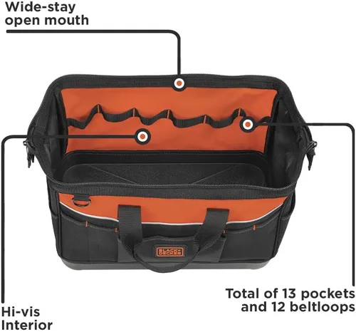 Miniatura 9 de BLACK+DECKER Bolsa de herramientas, 16 pulgadas (BDST500002APB)