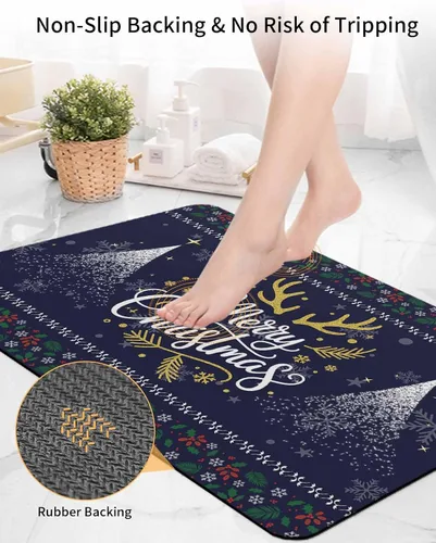 Miniatura 5 de Tapete de baño de Navidad para bañera, antideslizante, de secado rápido y absorbente, tierra de diatomeas, fregadero de cocina, ducha, tapete