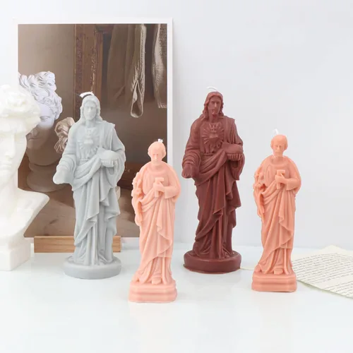 Miniatura 4 de Cestony Moldes de silicona de vela de Jesús 3D para hacer velas, estatuas de resina de yeso y decoración del hogar