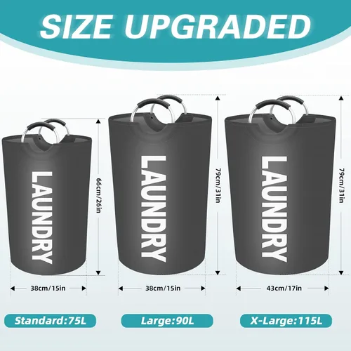Miniatura 2 de StorageRight Cesta Grande de Ropa Sucia de 90L, Cesto de Ropa Sucia, Cesto de Ropa Sucia para Lavandería, Plegable, Cestas de Ropa Impermeables