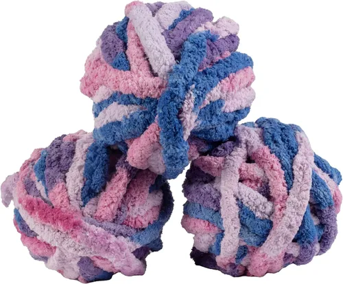 Miniatura 7 de iDIY - Paquete de 3 madejas de hilo grueso (72 yardas), color rosa claro, hilo de felpilla esponjoso perfecto para mantas suaves y de bebé, tejer