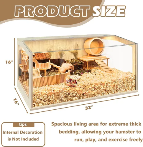 Miniatura 3 de Prolee Jaula para Hámster a Prueba de Masticación, Jaulas y Hábitats Grandes para Hámsteres de 32 Pulgadas, Jaulas para Cobayas con Tapa Abrible